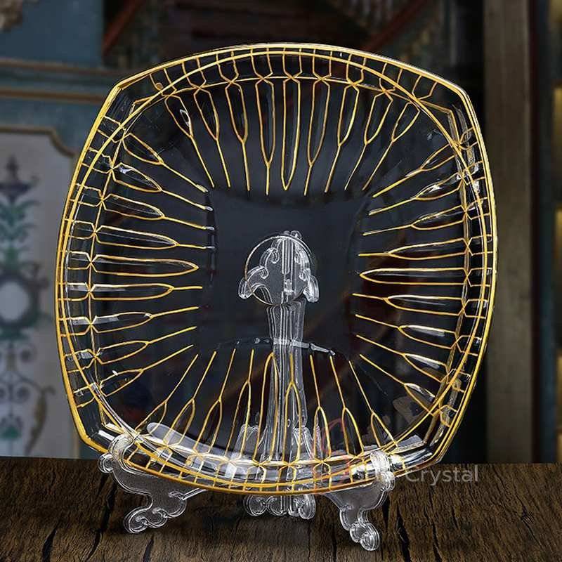 Swallow Tail Gold Glass Oval Serving Plate