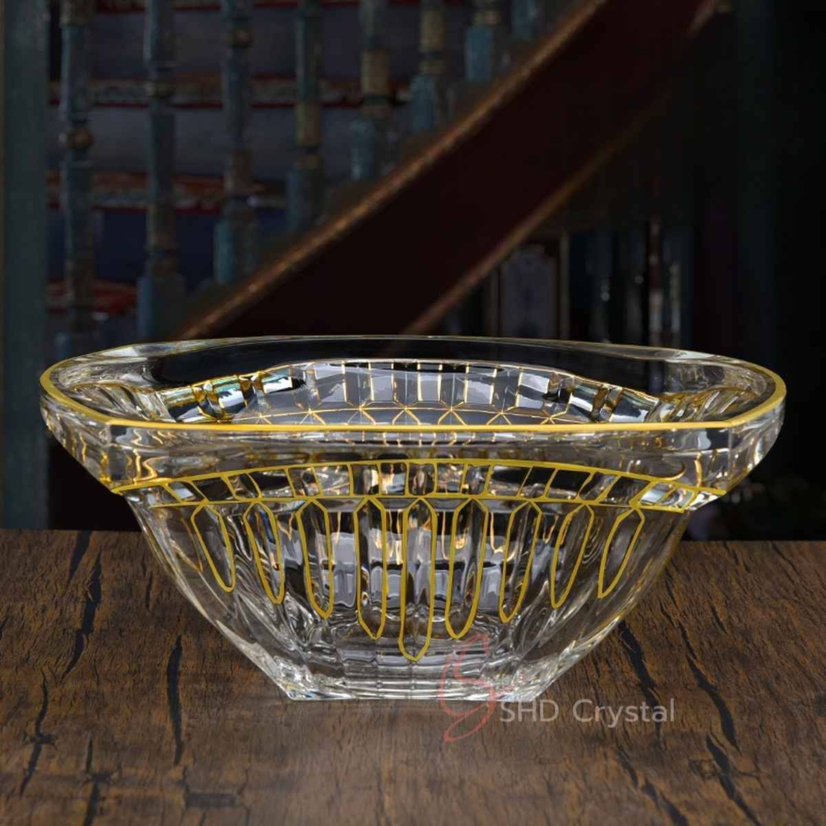 Swallow Tail Gold Glass Fruit Bowl (Large)