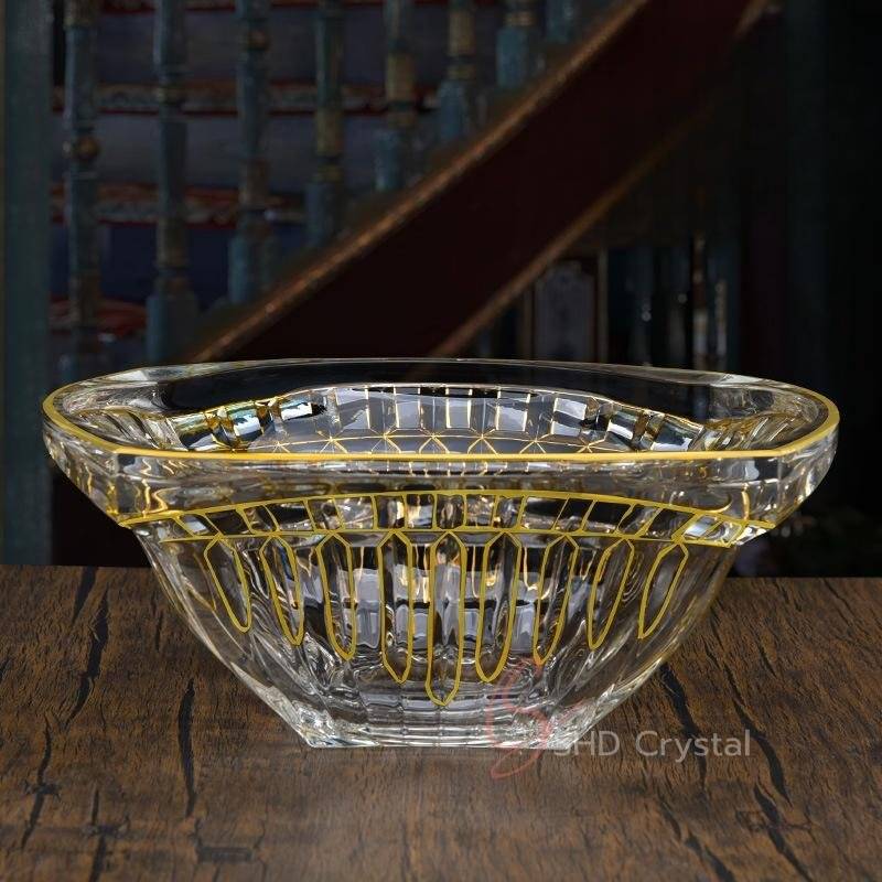 Swallow Tail Gold Glass Fruit Bowl (Large)