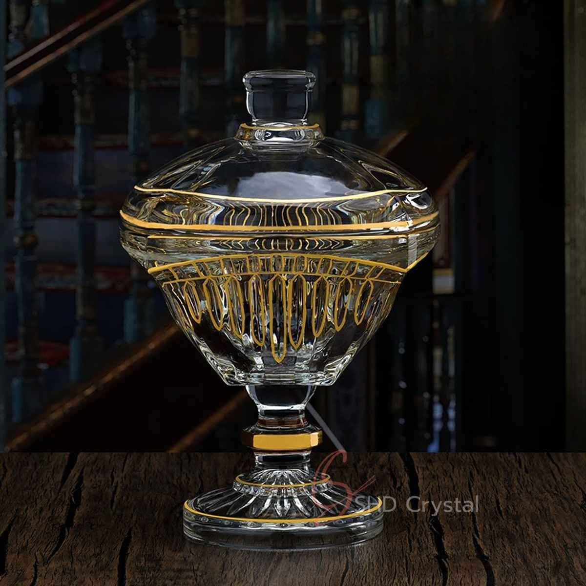 Swallow Tail Gold Glass Pedestal Candy Jar (Large)