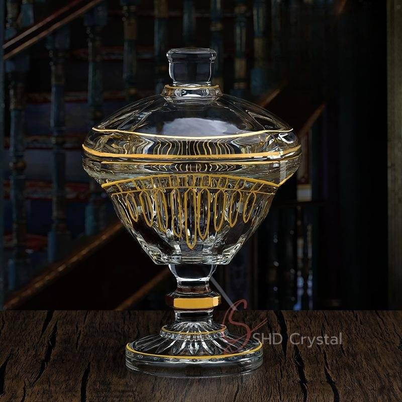 Swallow Tail Gold Glass Pedestal Candy Jar (Large)