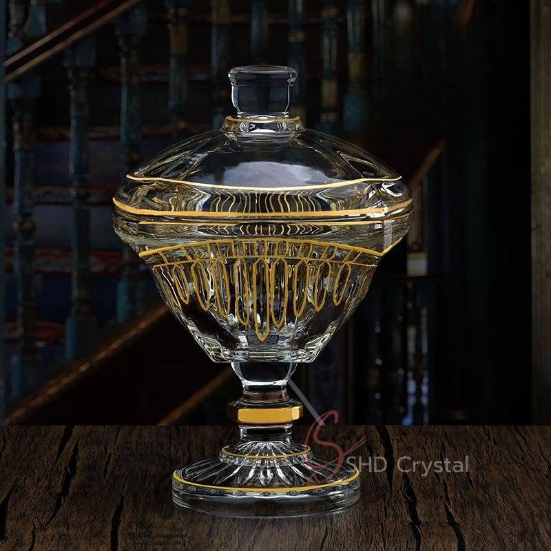 Swallow Tail Gold Glass Pedestal Candy Jar (Medium)