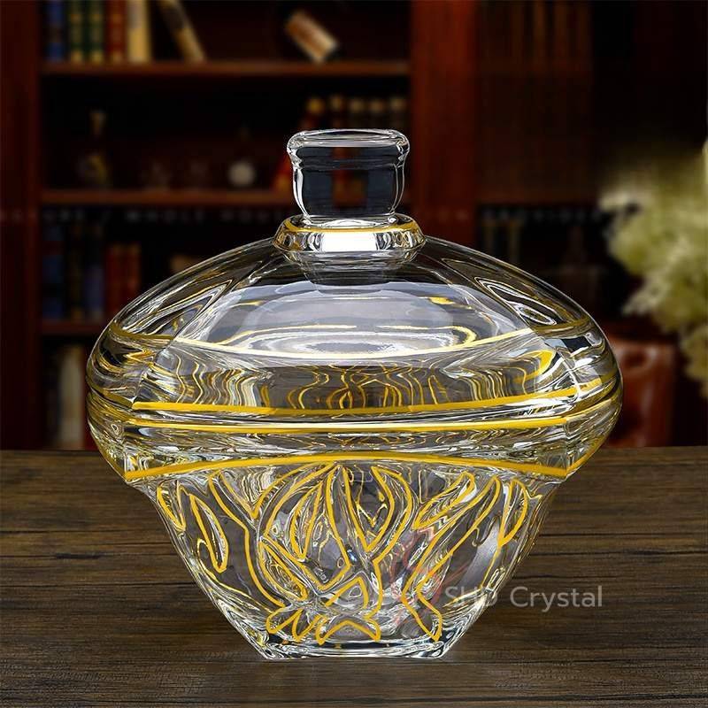 Nature Song Gold Glass Candy Jar with Lid (Medium)