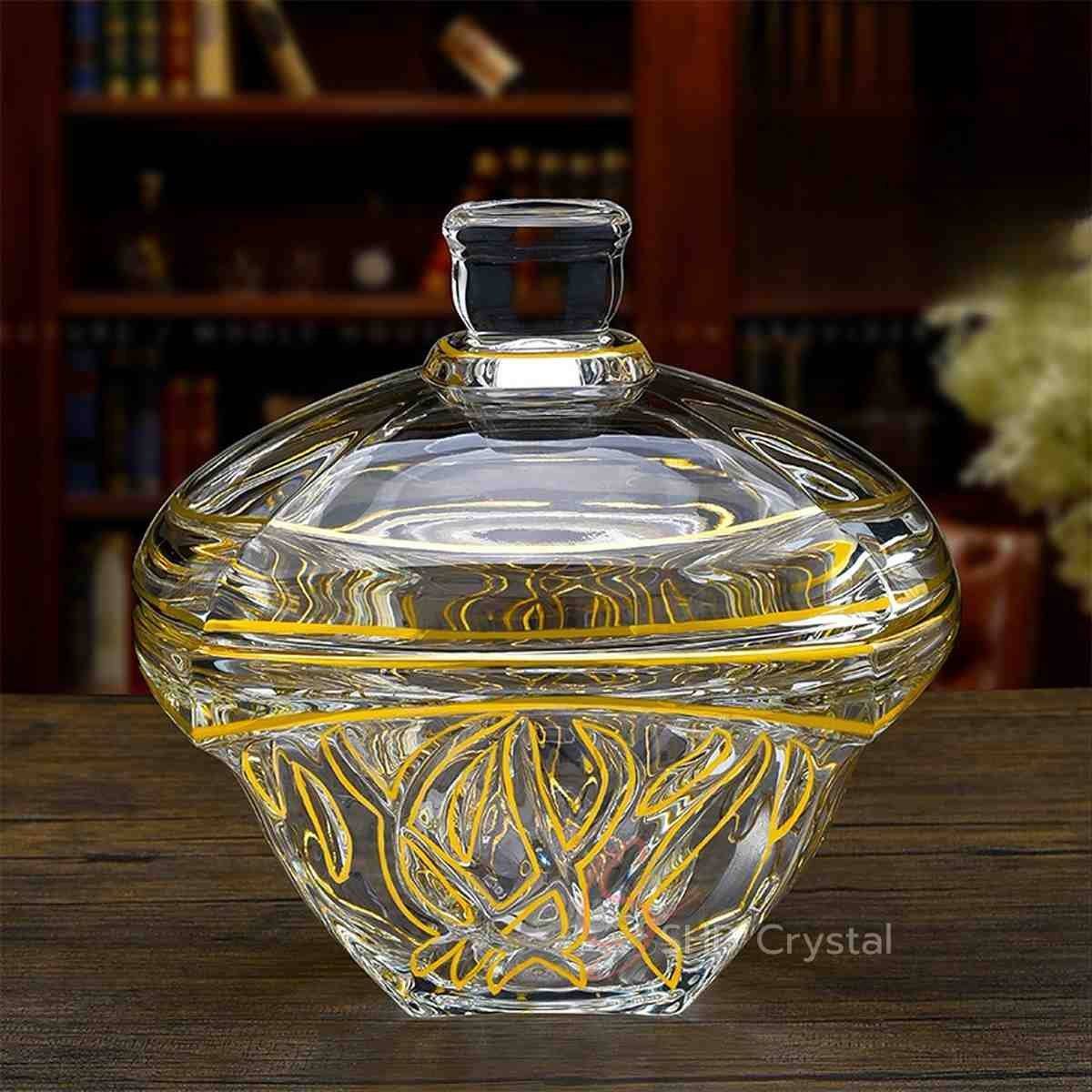 Nature Song Gold Glass Candy Jar with Lid (Small)
