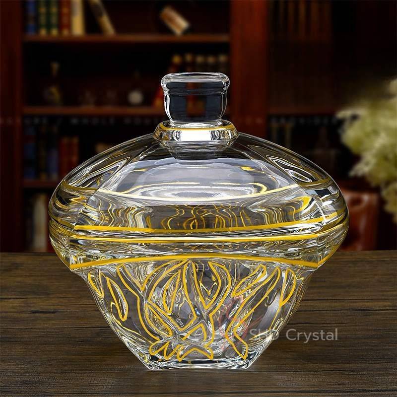 Nature Song Gold Glass Candy Jar with Lid (Small)