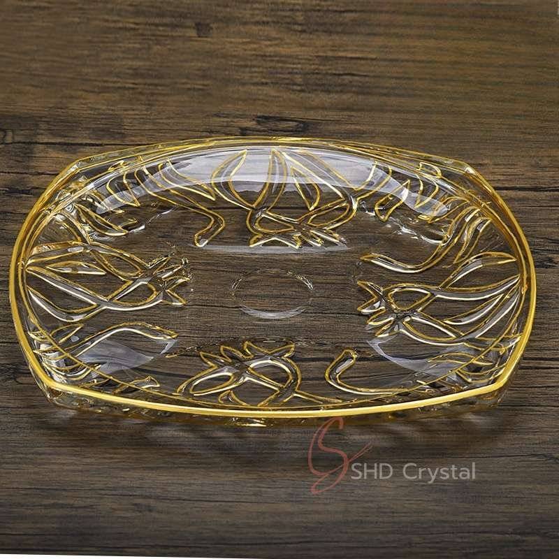 Nature Song Gold Glass Square Serving Plate