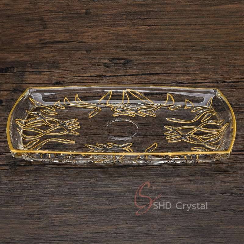 Nature Song Gold Glass Rectangular Serving Tray