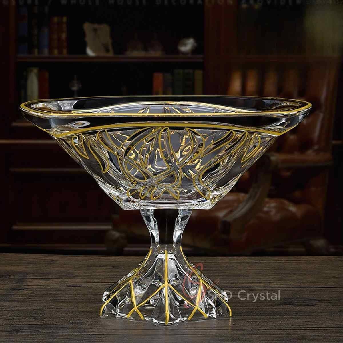 Nature Song Gold Glass Pedestal Fruit Bowl