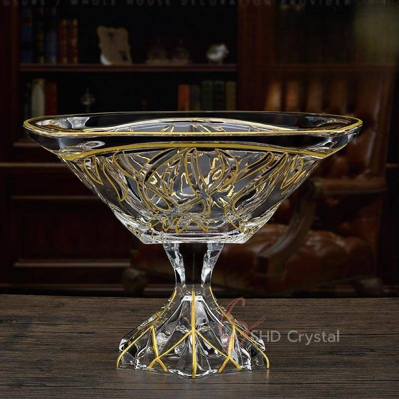 Nature Song Gold Glass Pedestal Fruit Bowl