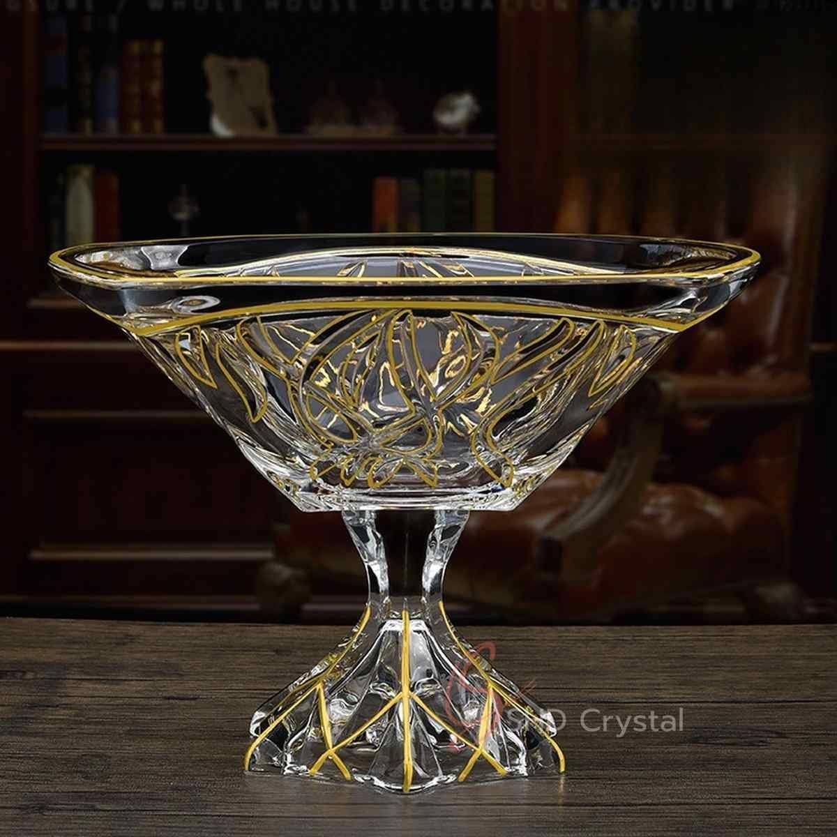 Nature Song Gold Glass Pedestal Fruit Bowl (Medium)