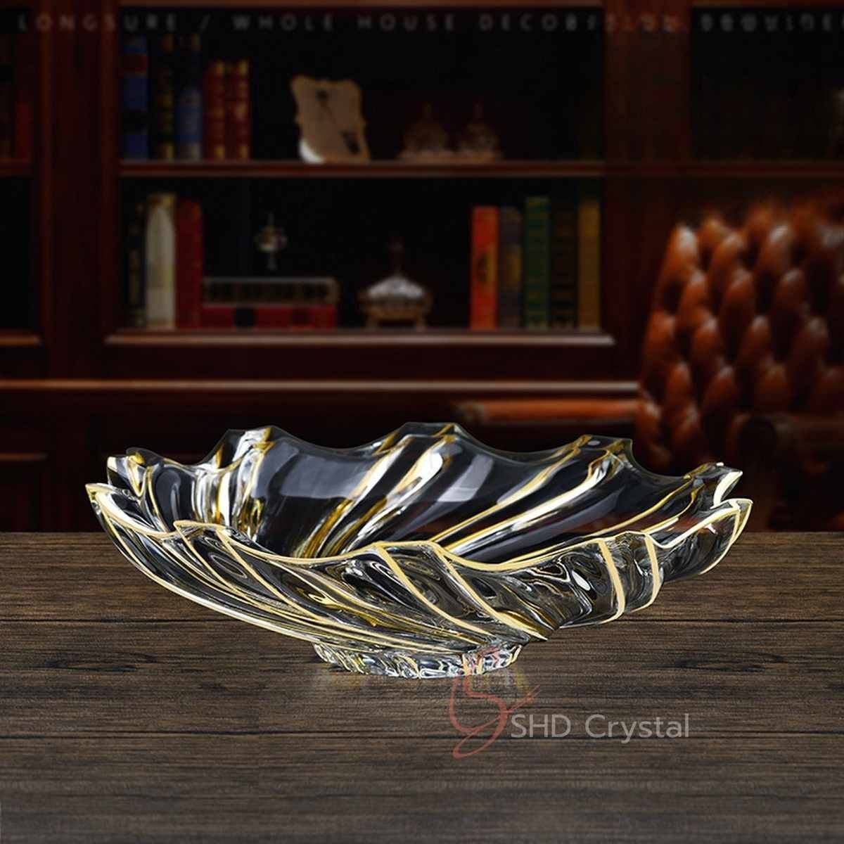 Whirlwind Gold Glass Fruit Bowl