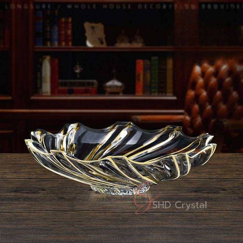 Whirlwind Gold Glass Fruit Bowl