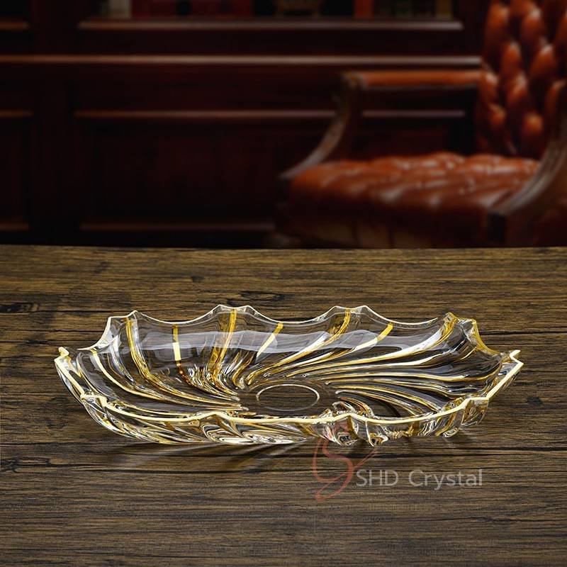 Whirlwind Gold Glass Serving Tray