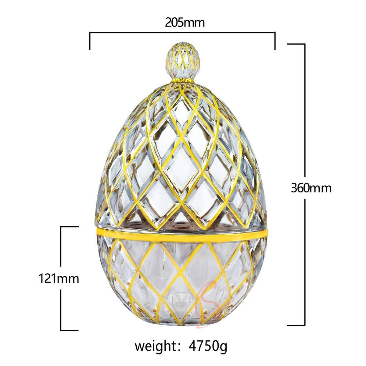 Luxury Gold-Plated Crystal Glass Egg-Shaped Cutlery Storage Dome–Diamond Grid