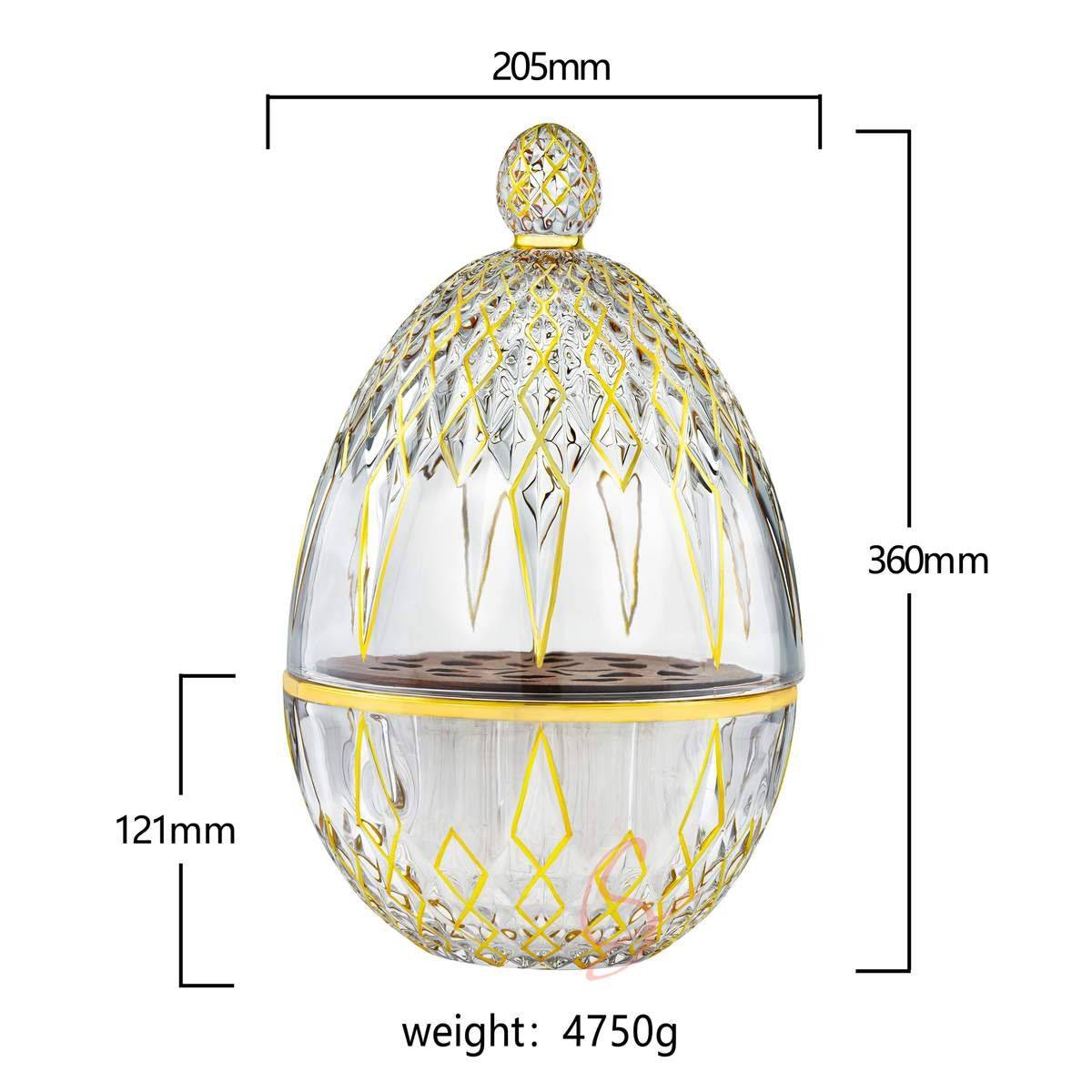 Luxury Gold-Plated Crystal Glass Egg-Shaped Cutlery Storage Dome–Intersecting Arrow