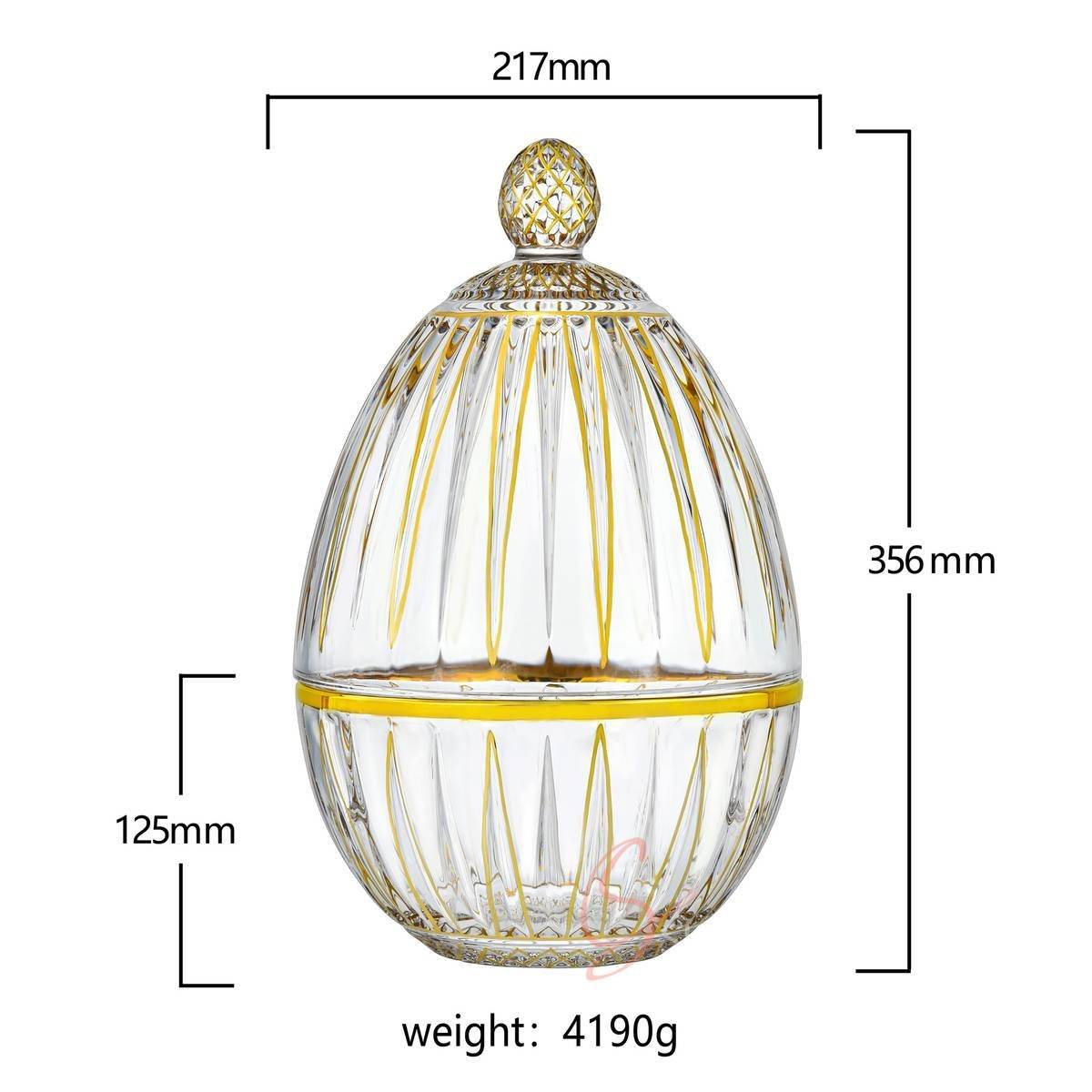 Serveware 55–Luxury Gold-Plated Crystal Glass Egg-Shaped Cutlery Storage Dome–Swallowtail
