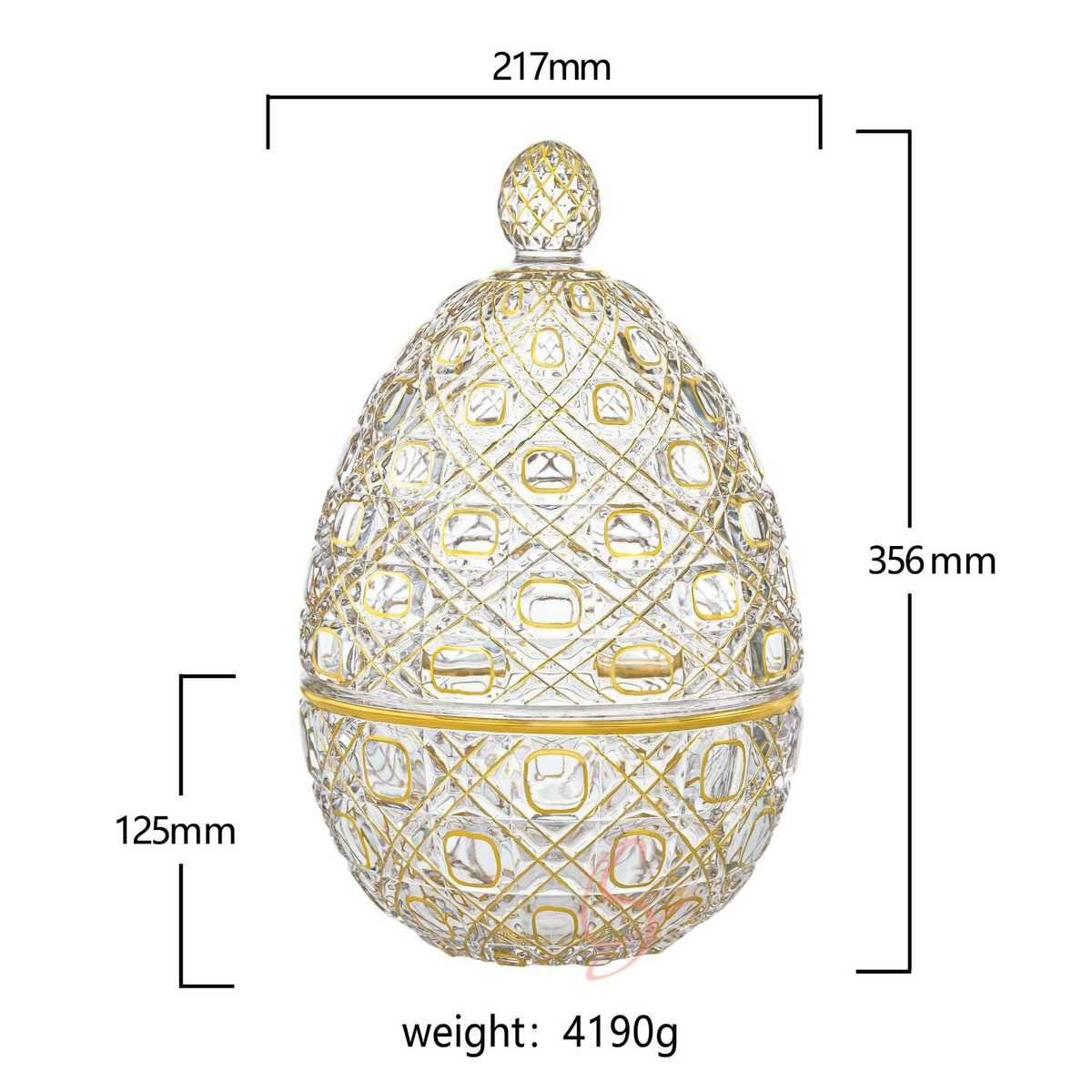 Luxury Gold-Plated Crystal Glass Egg-Shaped Cutlery Storage Dome–Square Maze
