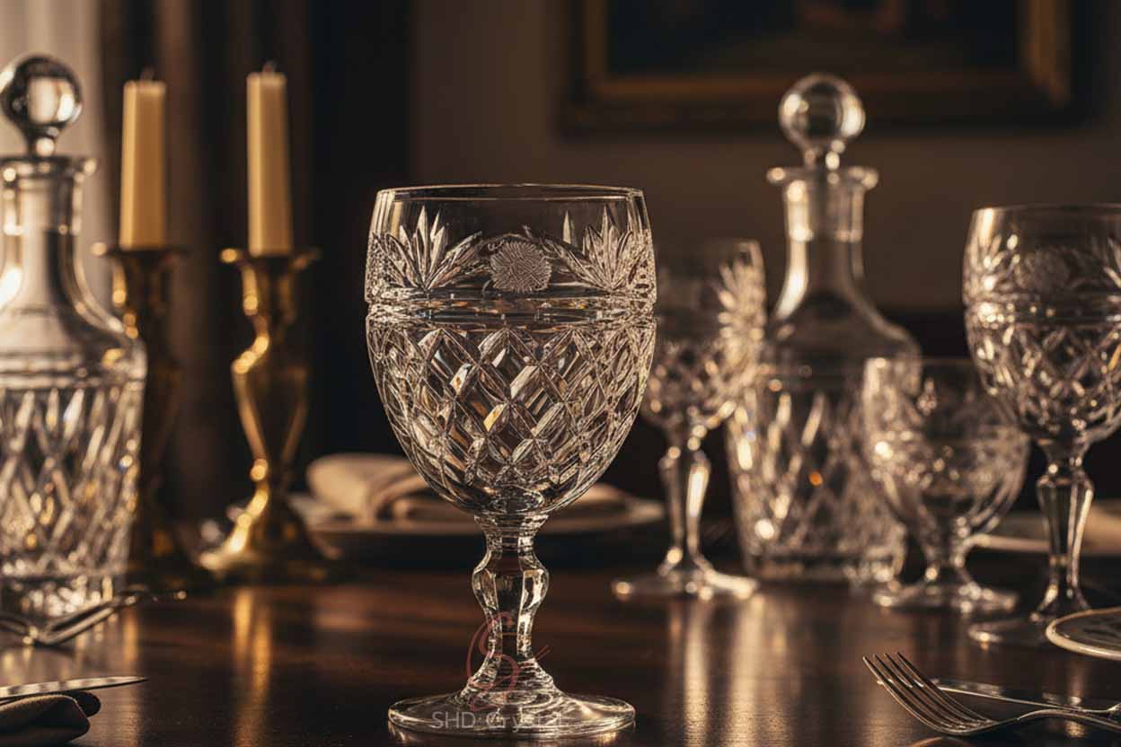 textured glass goblet