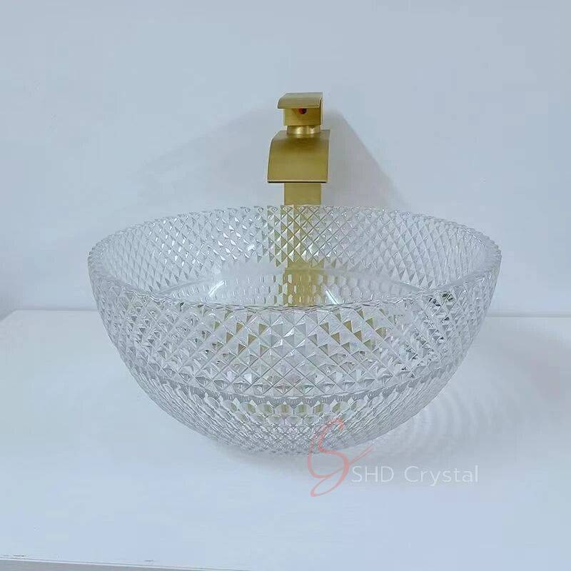 Clear Diamond Bowl Crystal Washbasin
