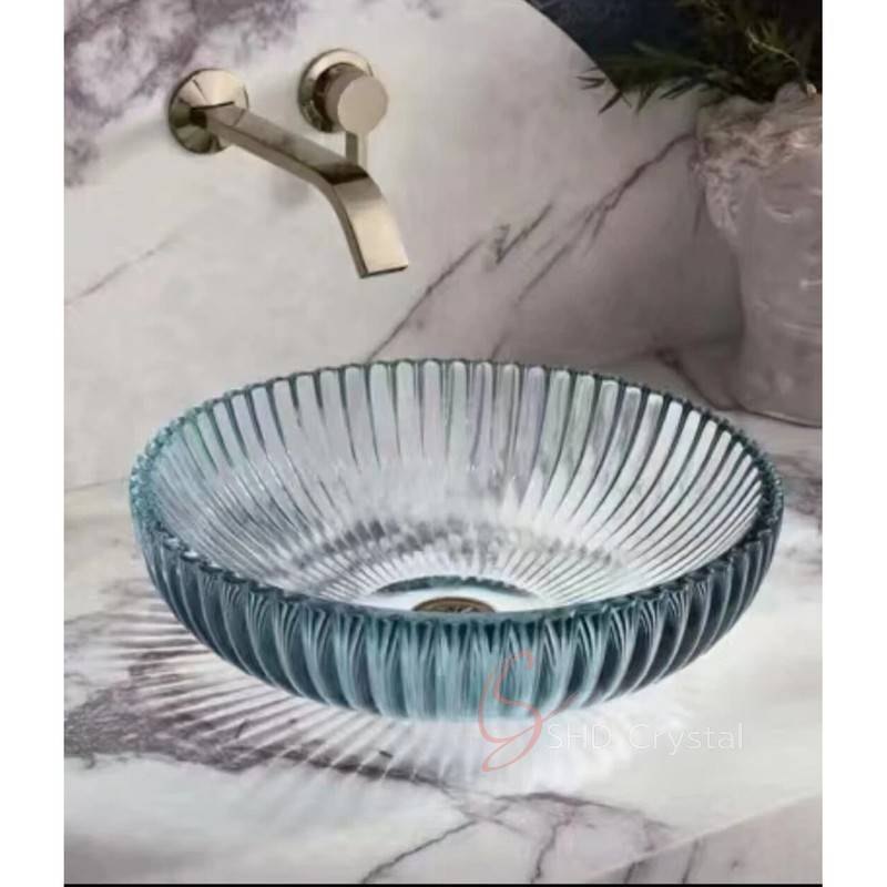Ocean Fluted Crystal Washbasin-Blue