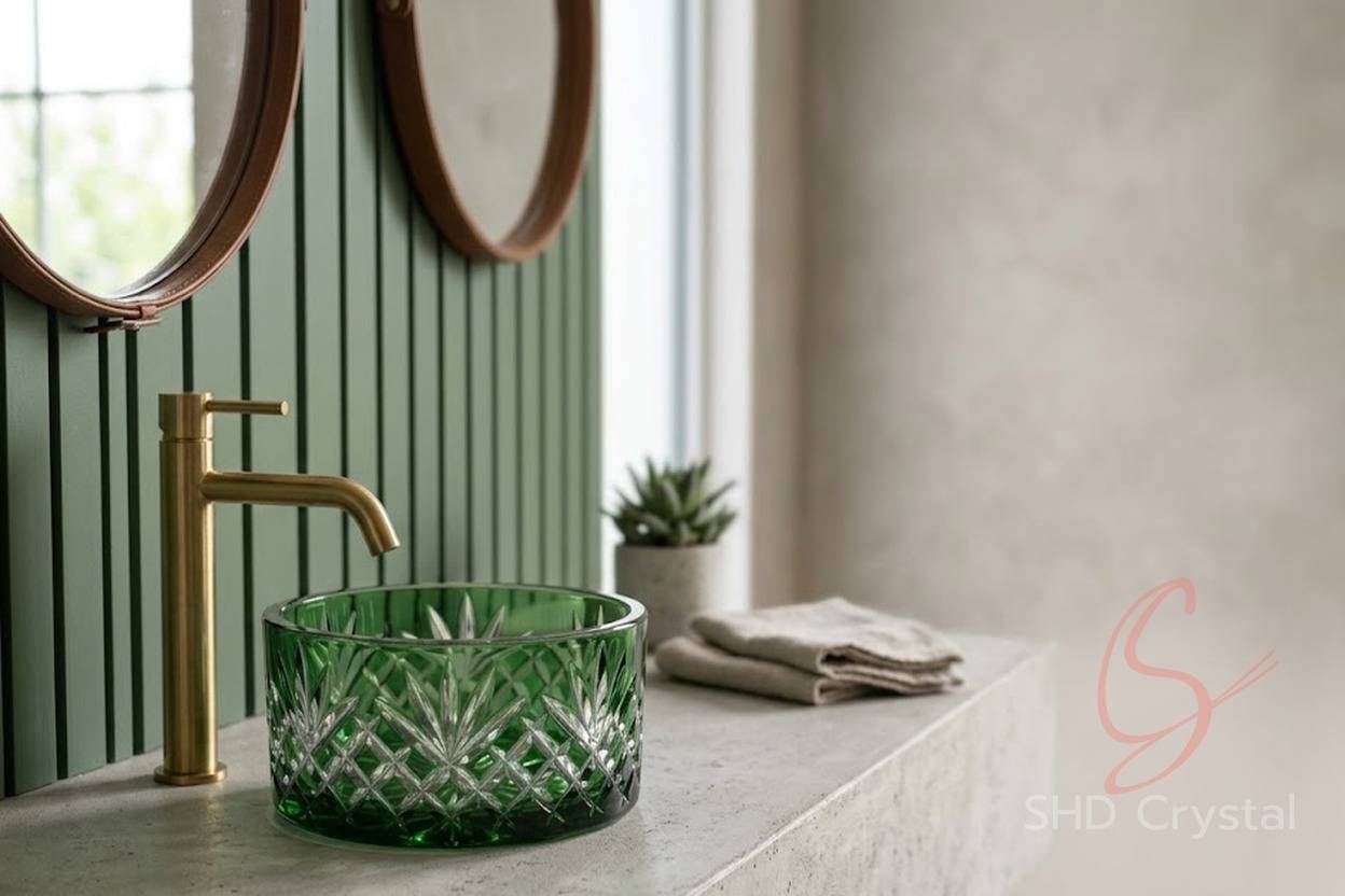 wholesale green crystal wash basin