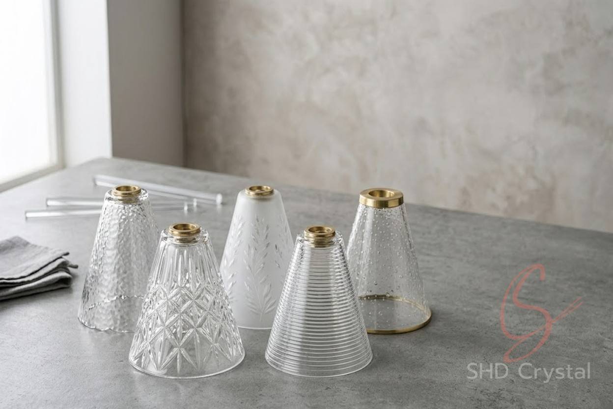 bespoke conical glass lampshades