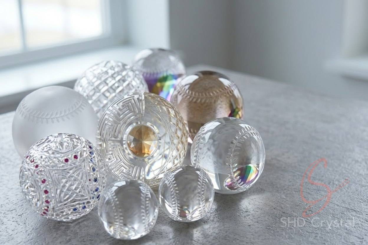 bespoke crystal glass baseball