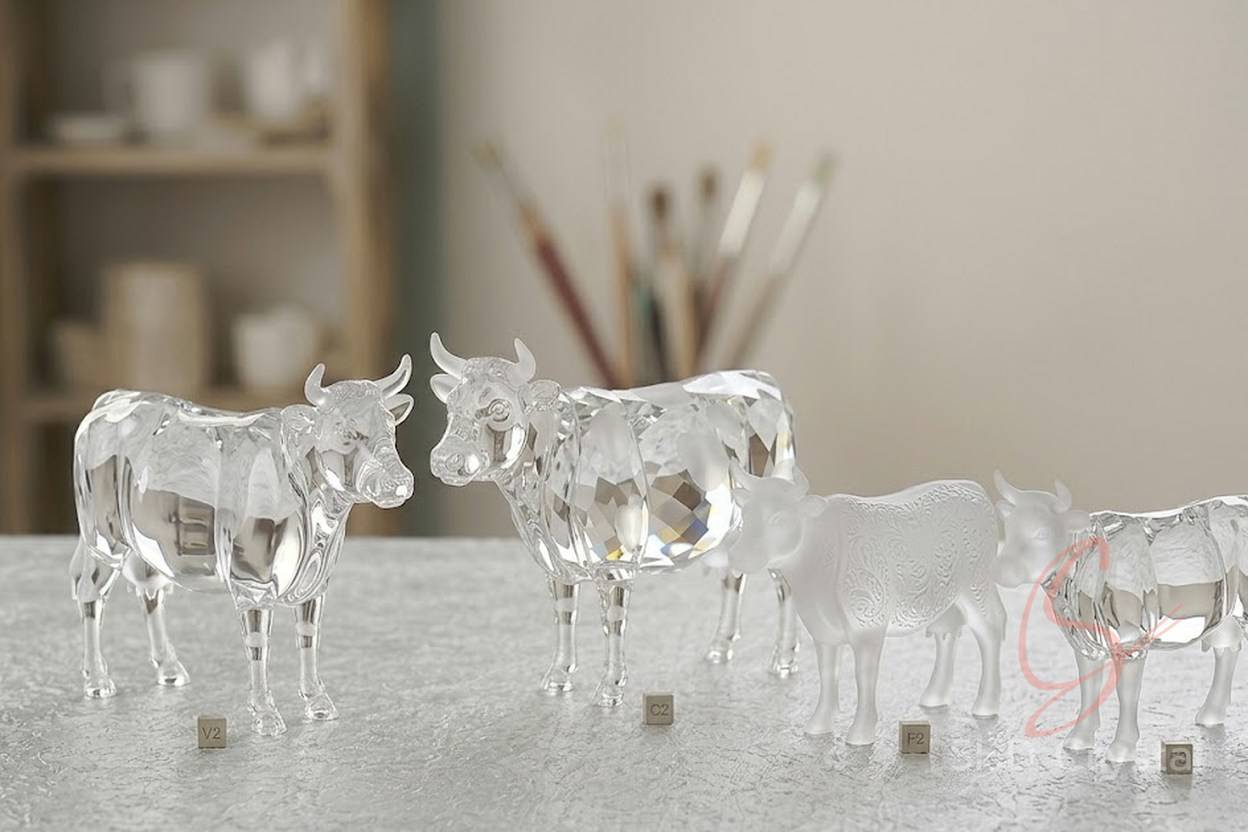 bespoke crystal glass cow