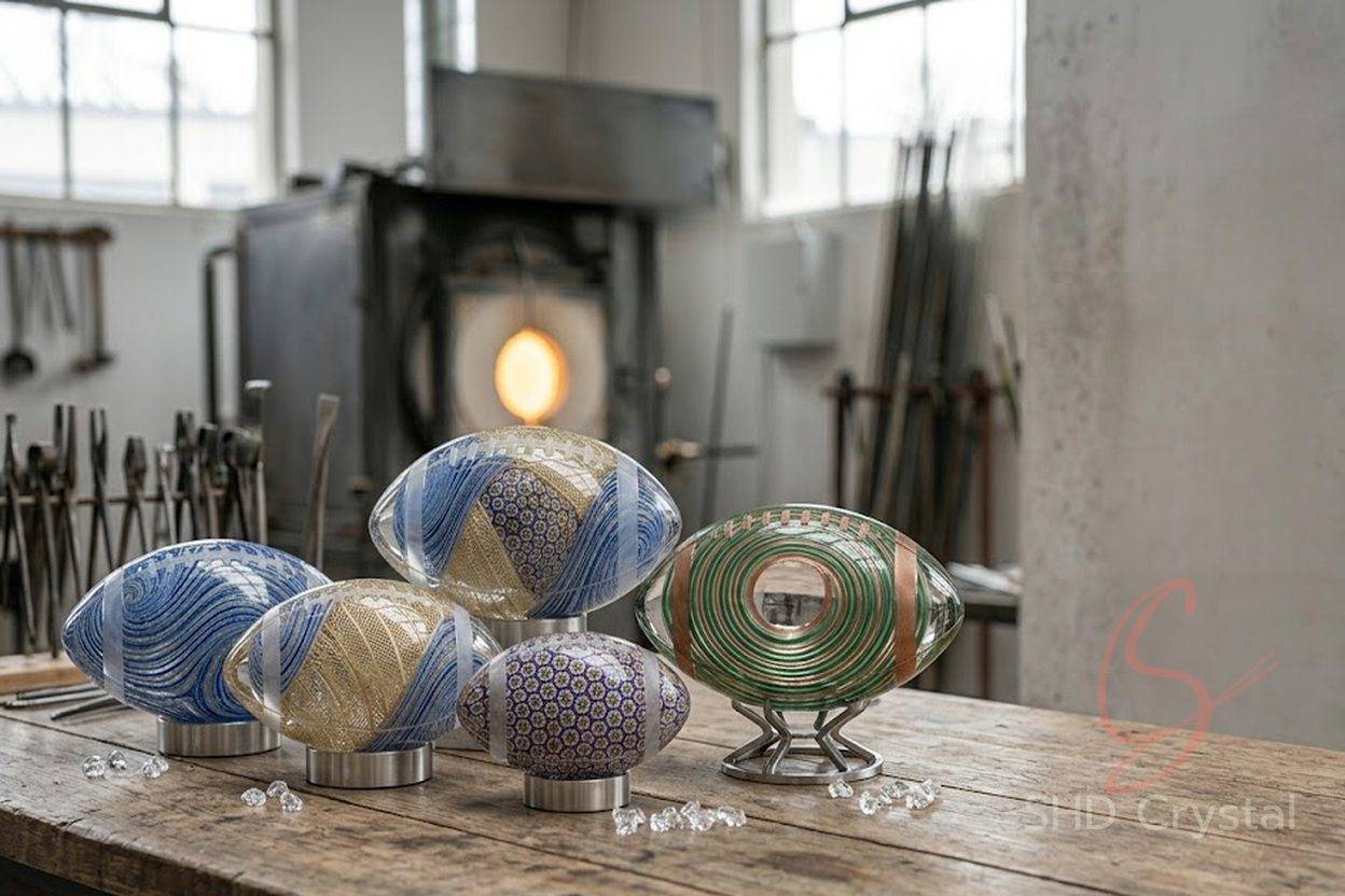 bespoke crystal glass football