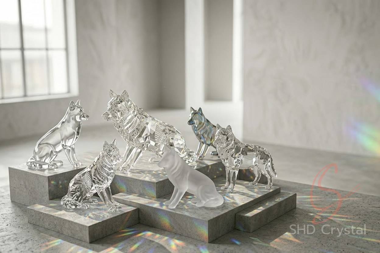 bespoke crystal glass wolf