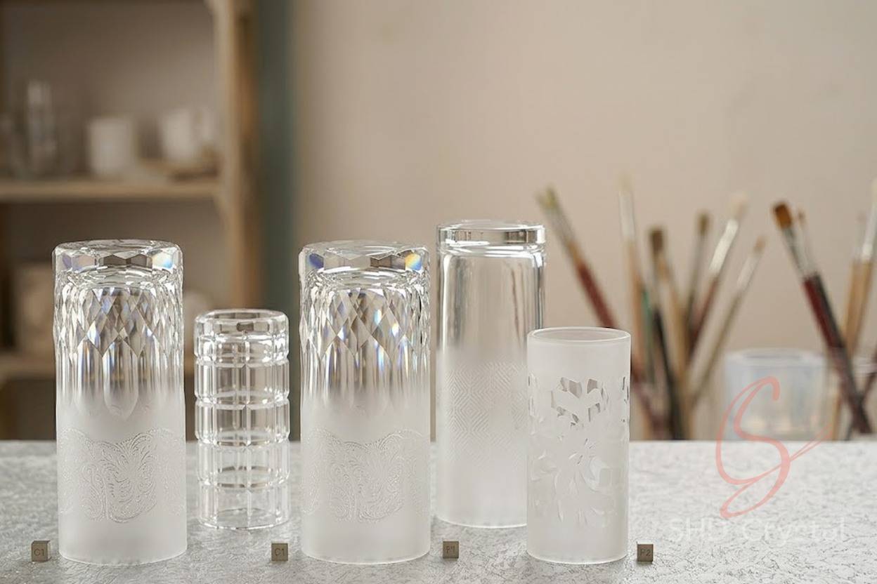 bespoke cylindrical glass lamp shades