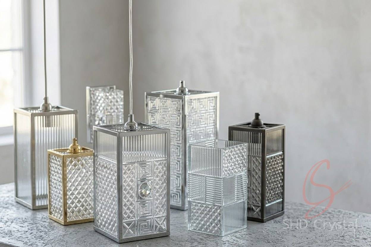 bespoke rectangular glass lampshades