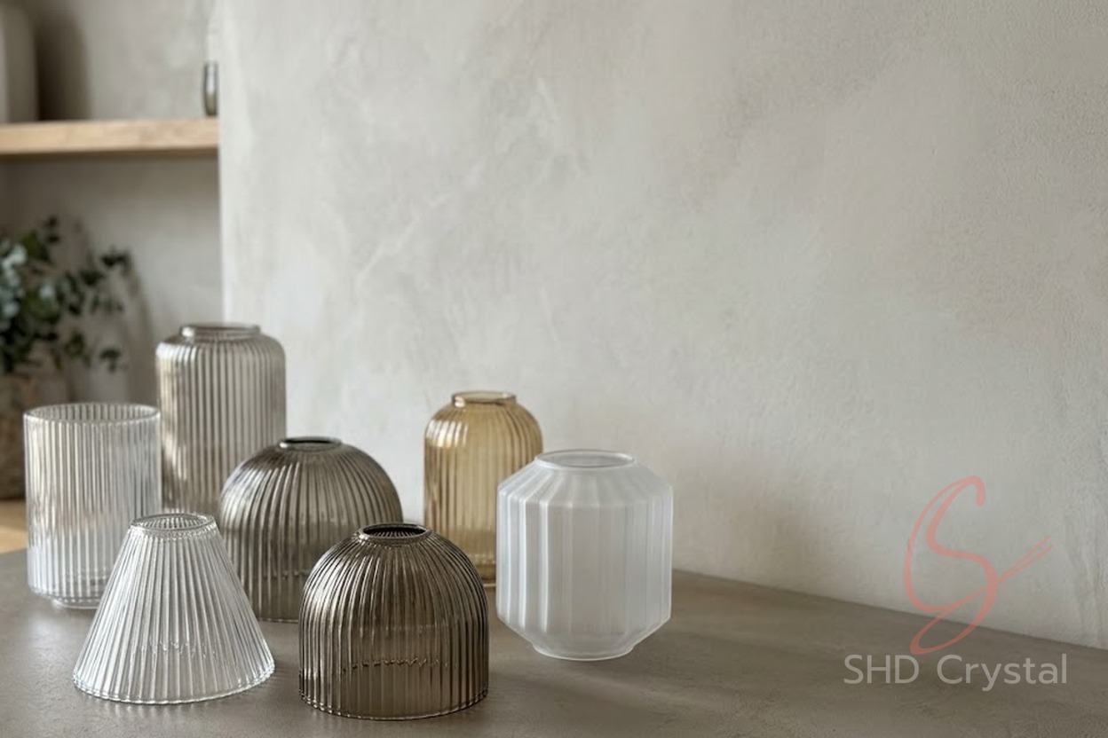 bespoke ribbed glass lampshades