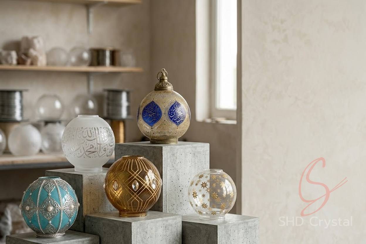 bespoke spherical glass lamp shades