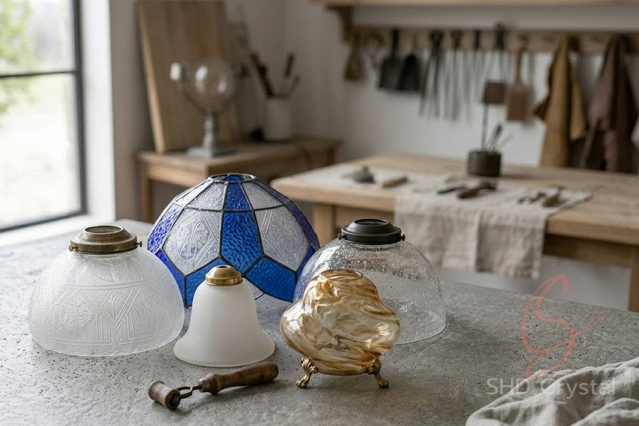 bespoke vintage glass lamp shades