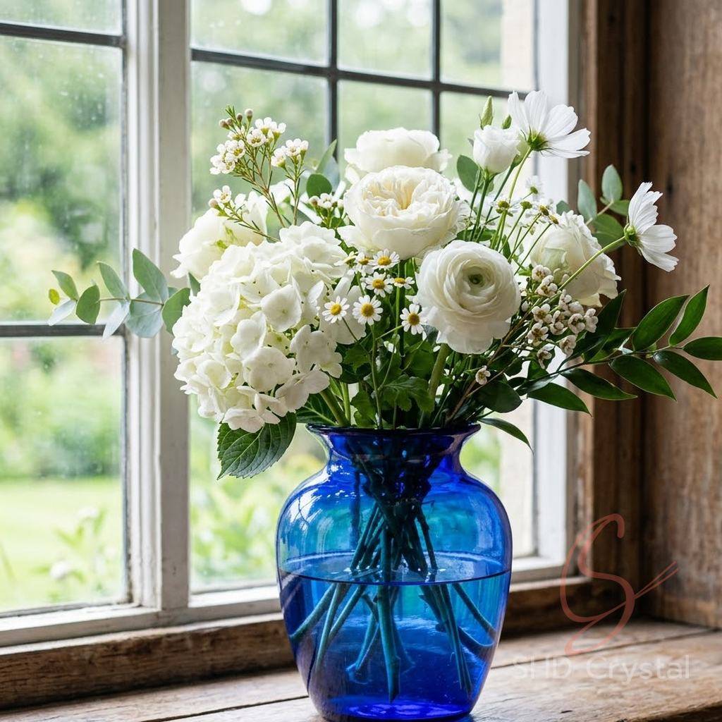 custom blue glassvase