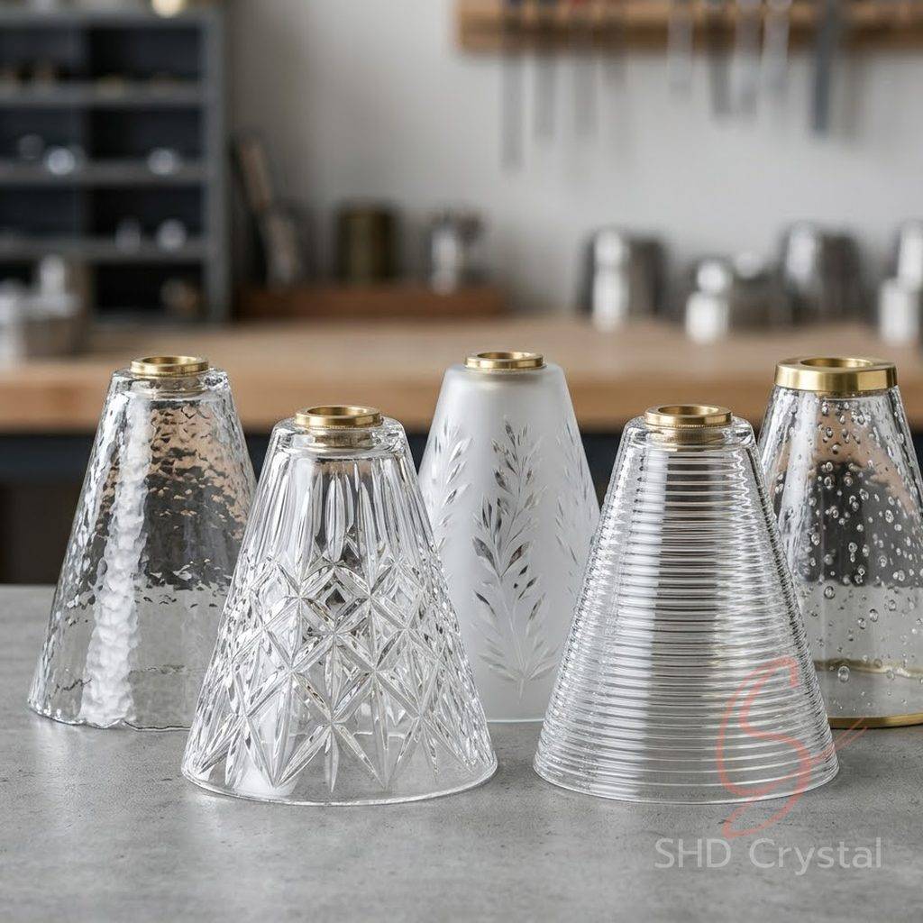 custom conical glass lampshades