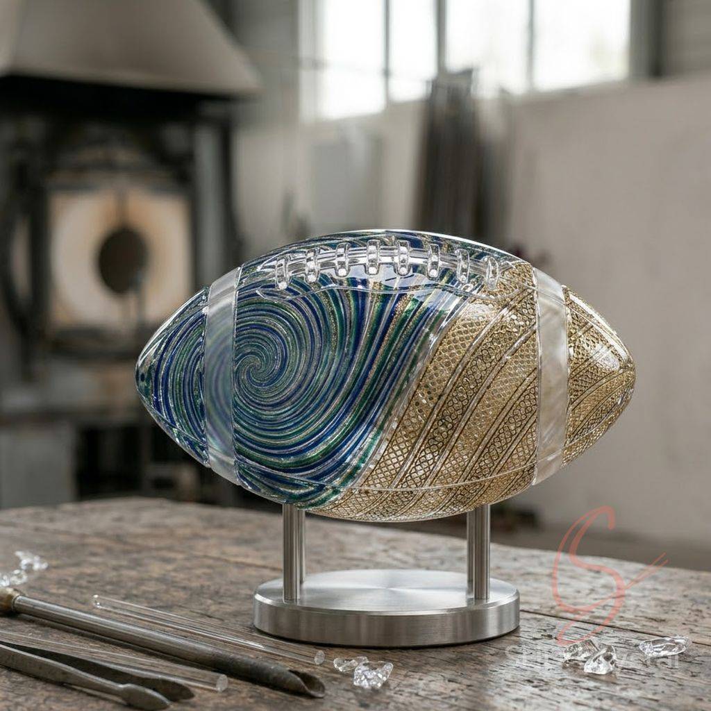 custom crystal glass american football