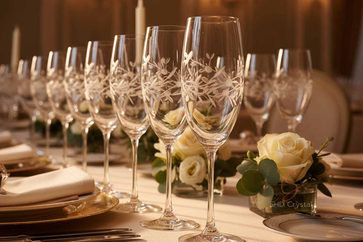 custom crystal glass champagne flutes