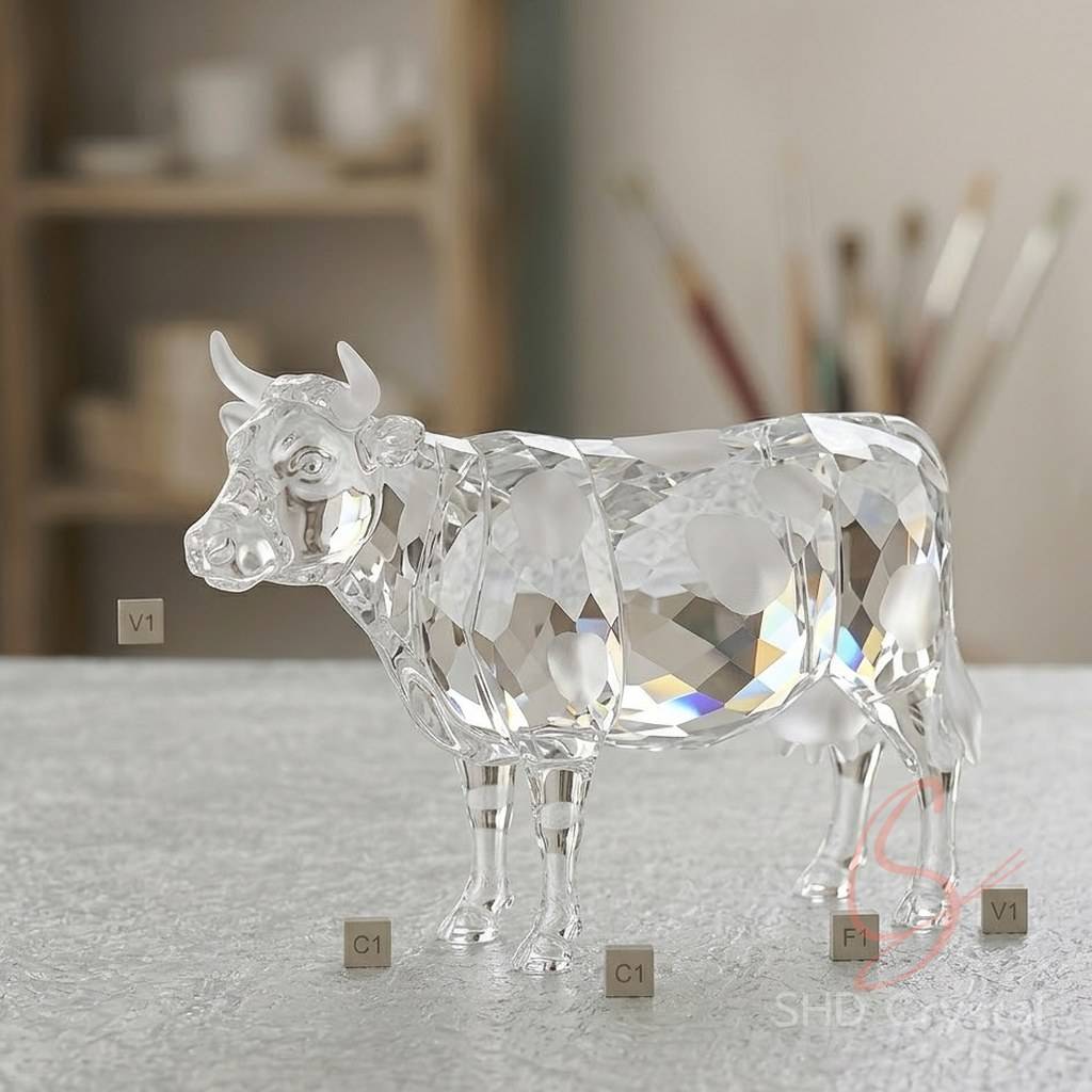 custom crystal glass cow