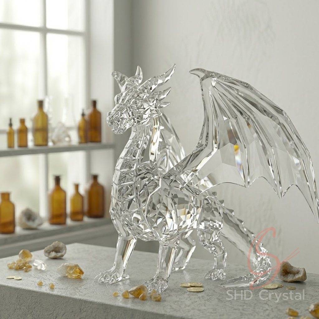 custom crystal glass dragon