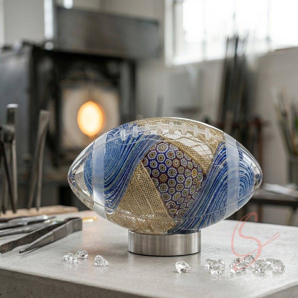custom crystal glass football