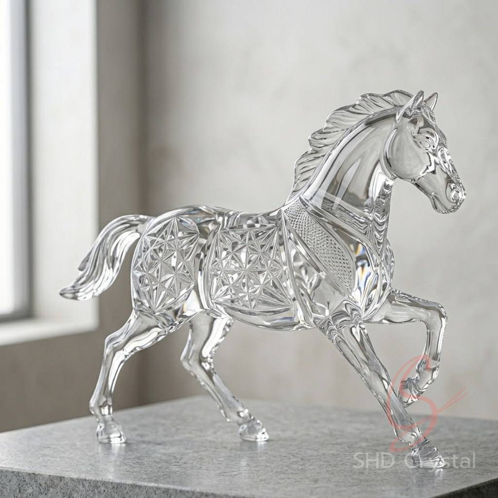 custom crystal glass horse