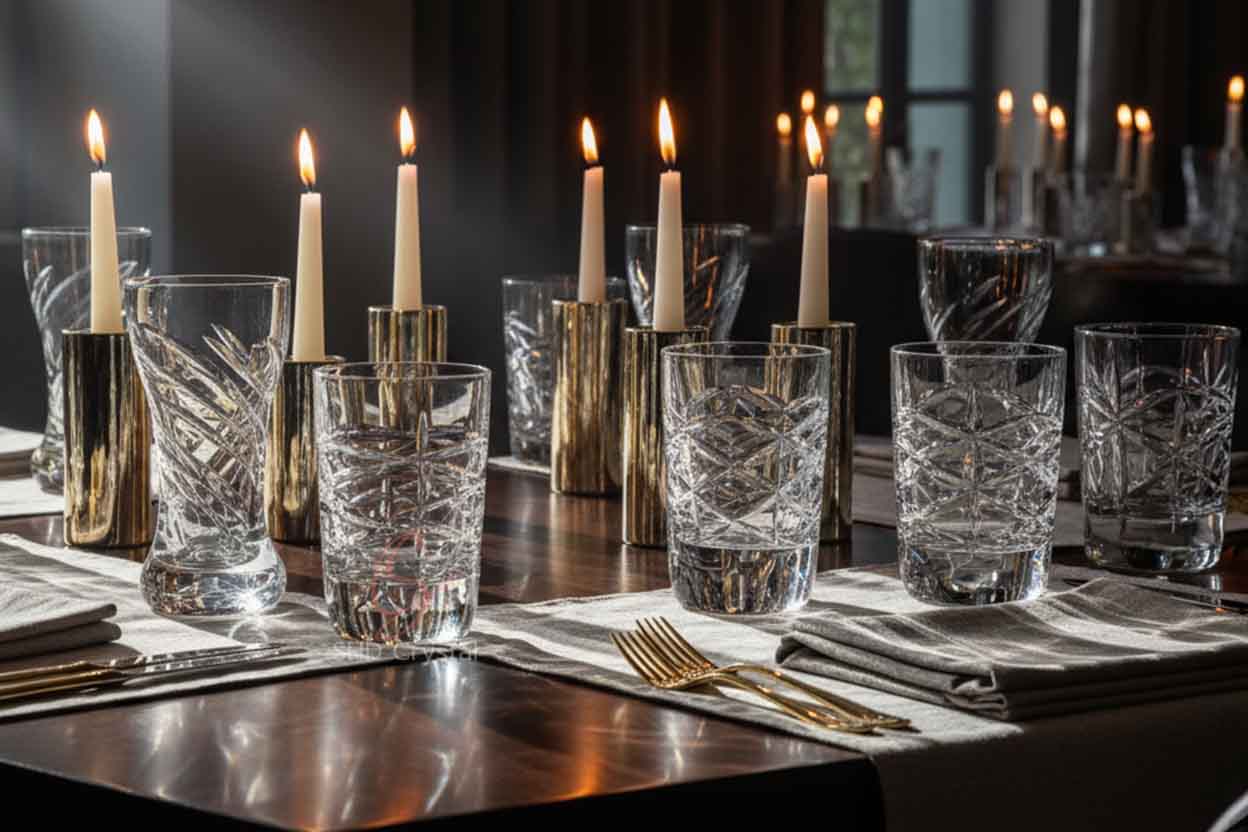 custom crystal water glass