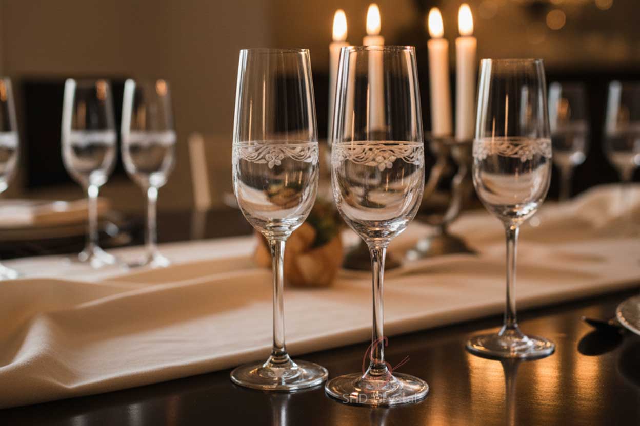 custom lead crystal champagne flutes