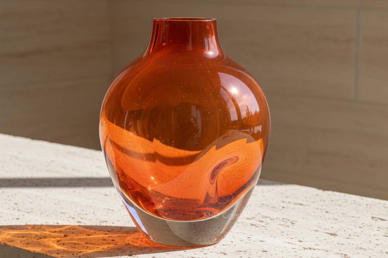 custom orange crystal vase