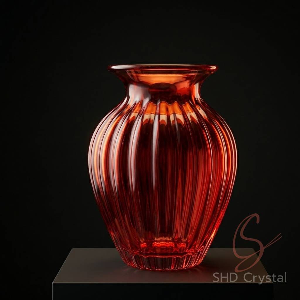 custom red glass vase