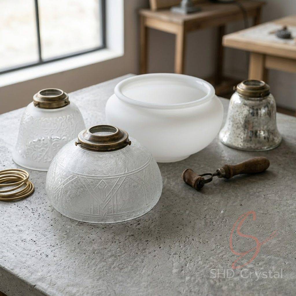 custom vintage frosted glass lamp shades