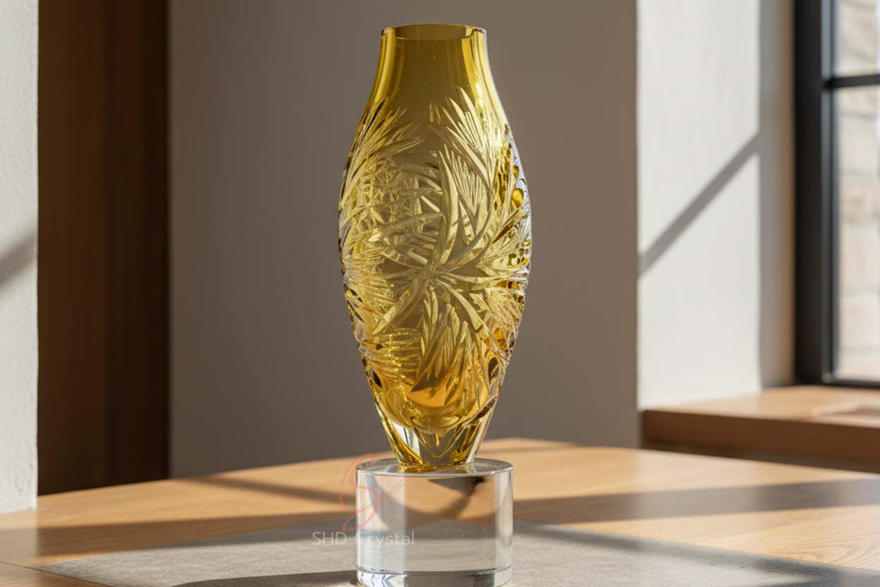 custom yellow glass vase
