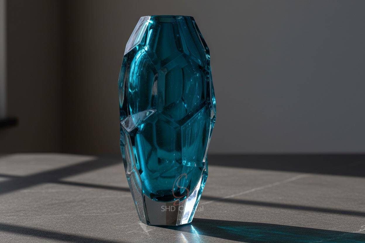 cyan crystal vase OEM
